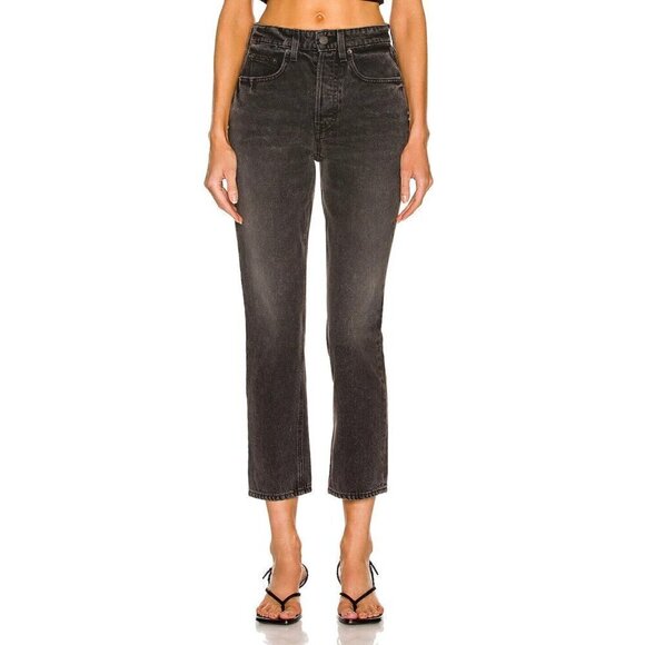 GRLFRND Karolina High Rise Straight Crop Jeans Size 31 NWT Black Sunset Park